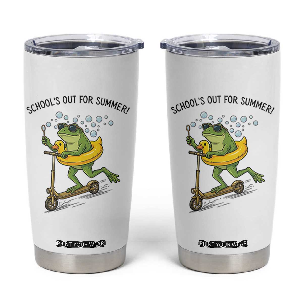 School's Out For Summer Tumbler Cup Funny Frog Last Day of School Teacher TS14 White Print Your Wear