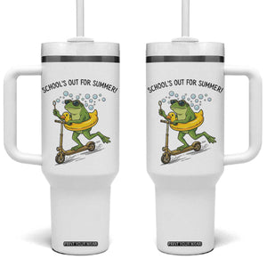 School's Out For Summer Tumbler With Handle Funny Frog Last Day of School Teacher TS14 One Size: 40 oz White Print Your Wear