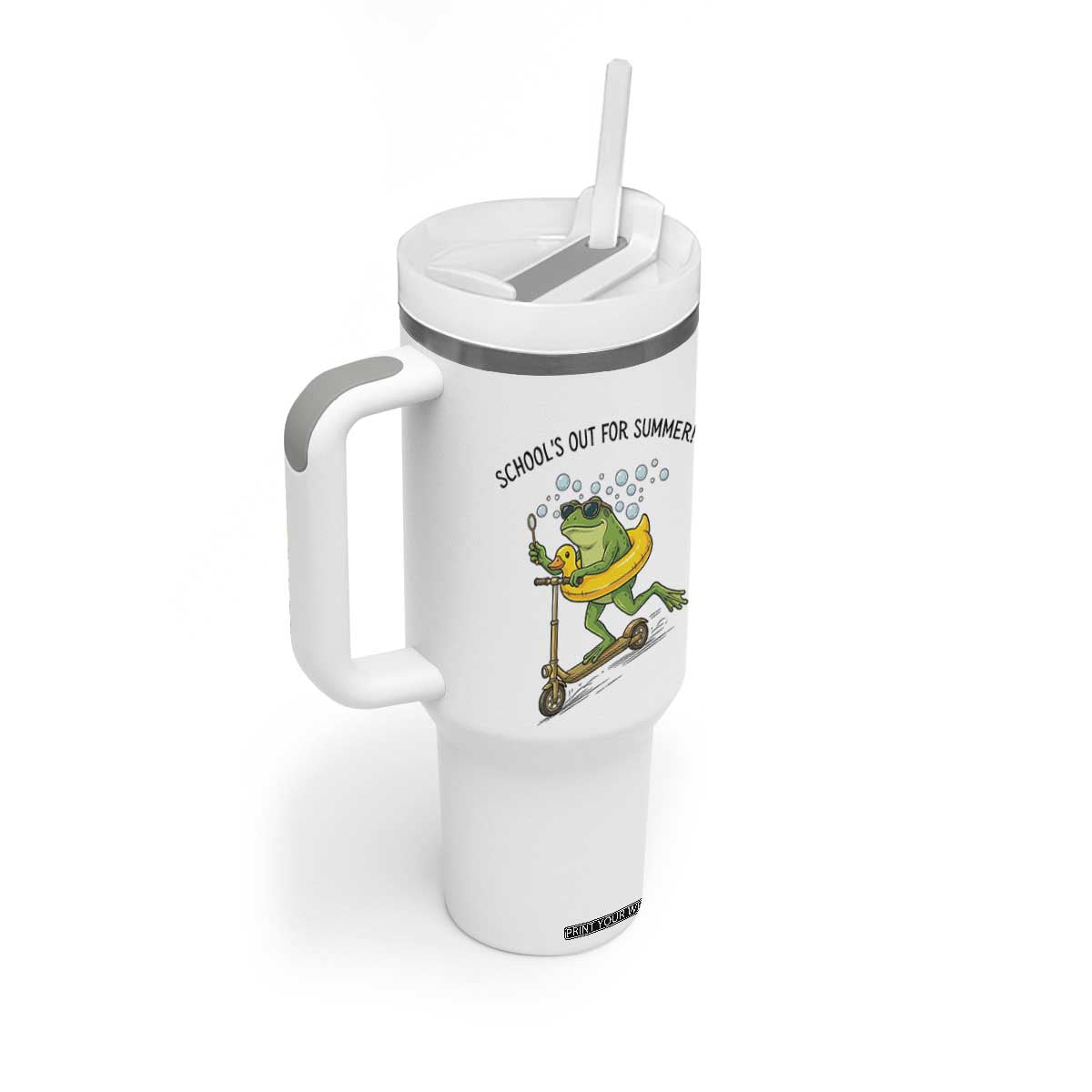 School's Out For Summer Tumbler With Handle Funny Frog Last Day of School Teacher TS14 Print Your Wear