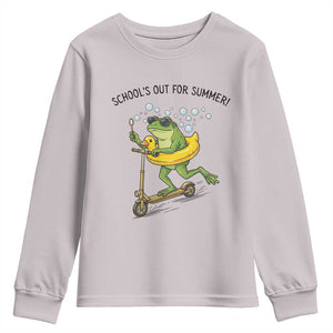School's Out For Summer Youth Sweatshirt Funny Frog Last Day of School Teacher TS14 Ice Gray Print Your Wear