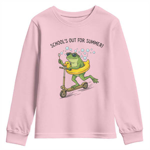 School's Out For Summer Youth Sweatshirt Funny Frog Last Day of School Teacher TS14 Light Pink Print Your Wear