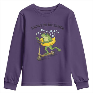 School's Out For Summer Youth Sweatshirt Funny Frog Last Day of School Teacher TS14 Purple Print Your Wear