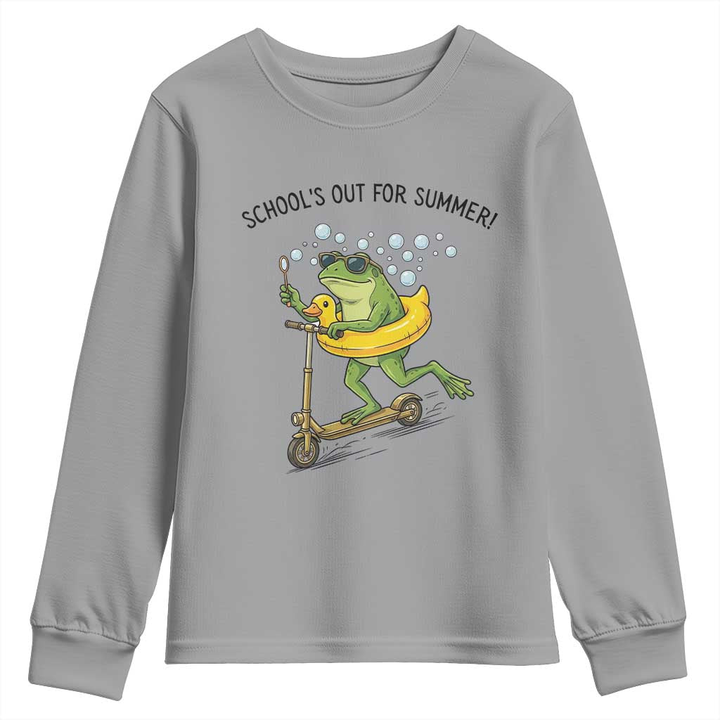 School's Out For Summer Youth Sweatshirt Funny Frog Last Day of School Teacher TS14 Sport Gray Print Your Wear