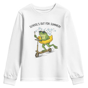 School's Out For Summer Youth Sweatshirt Funny Frog Last Day of School Teacher TS14 White Print Your Wear