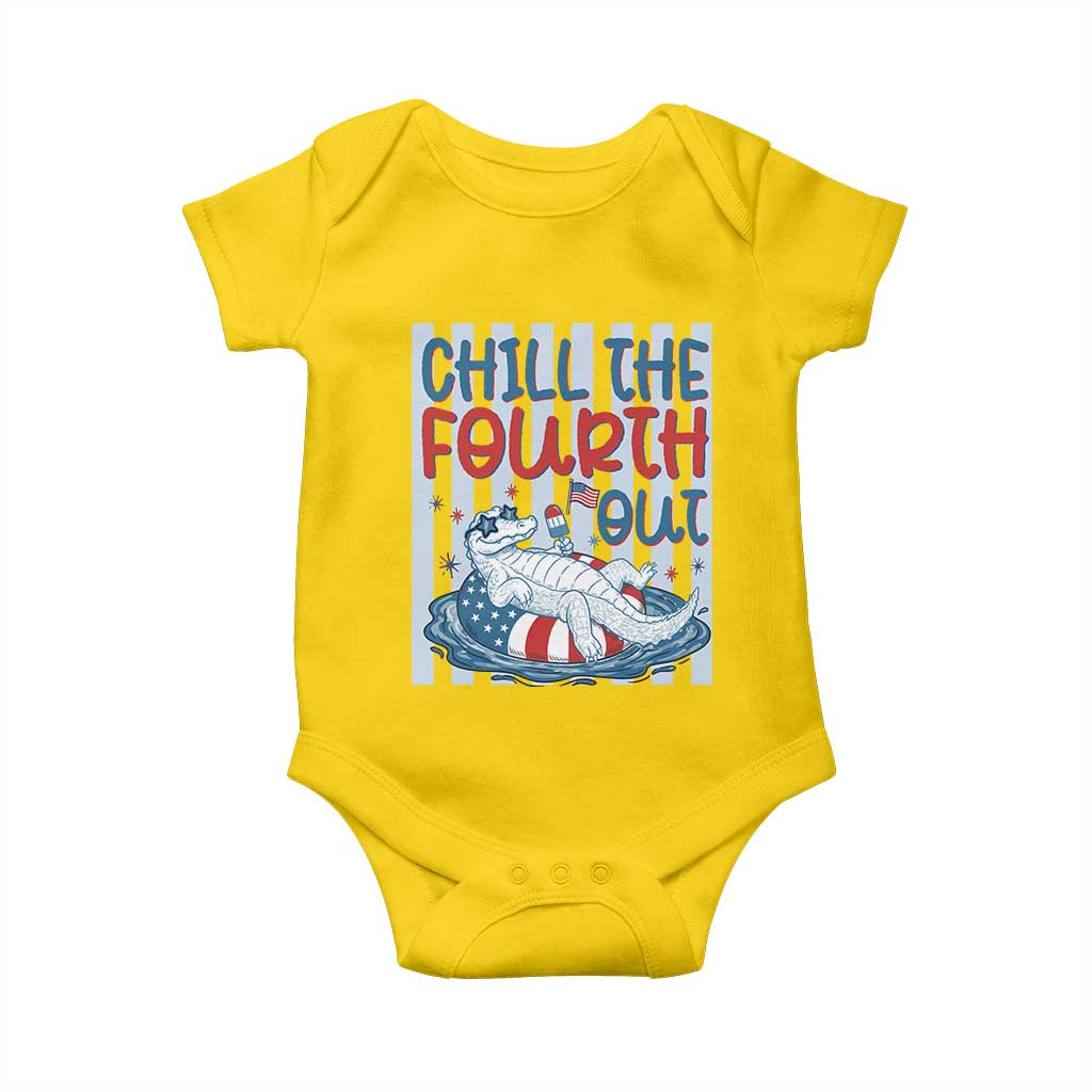 Chill The Fourth Out Baby Onesie Funny Alligator 4th Of July TS14 Daisy Print Your Wear