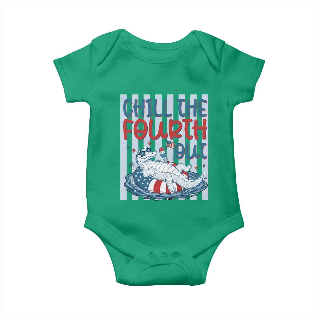 Chill The Fourth Out Baby Onesie Funny Alligator 4th Of July TS14 Irish Green Print Your Wear