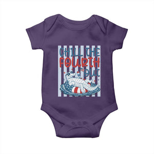 Chill The Fourth Out Baby Onesie Funny Alligator 4th Of July TS14 Purple Print Your Wear