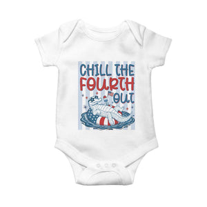 Chill The Fourth Out Baby Onesie Funny Alligator 4th Of July TS14 White Print Your Wear
