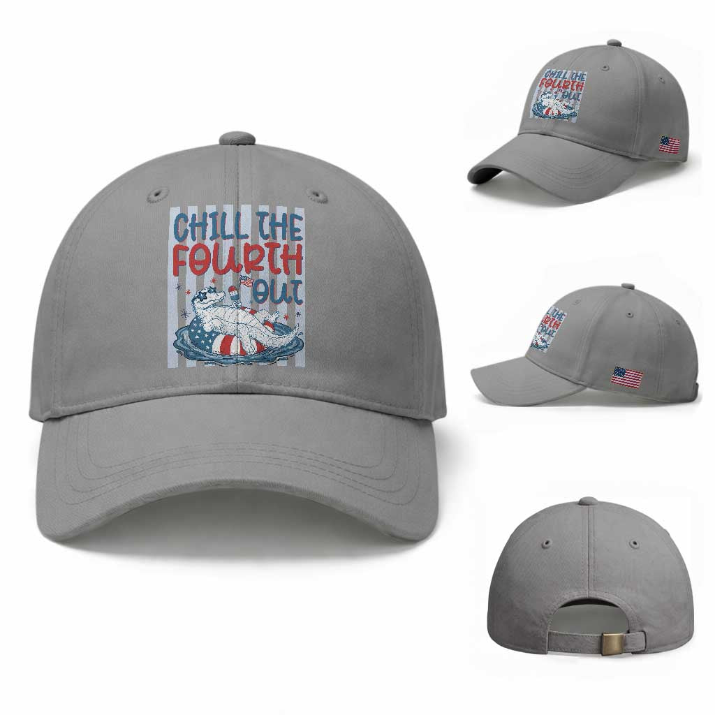 Chill The Fourth Out Baseball Cap Funny Alligator 4th Of July TS14 Baseball Cap Universal Fit Sport Gray Print Your Wear