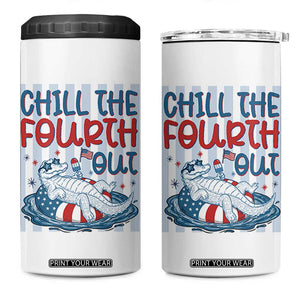 Chill The Fourth Out 4 in 1 Can Cooler Tumbler Funny Alligator 4th Of July TS14 One Size: 16 oz White Print Your Wear