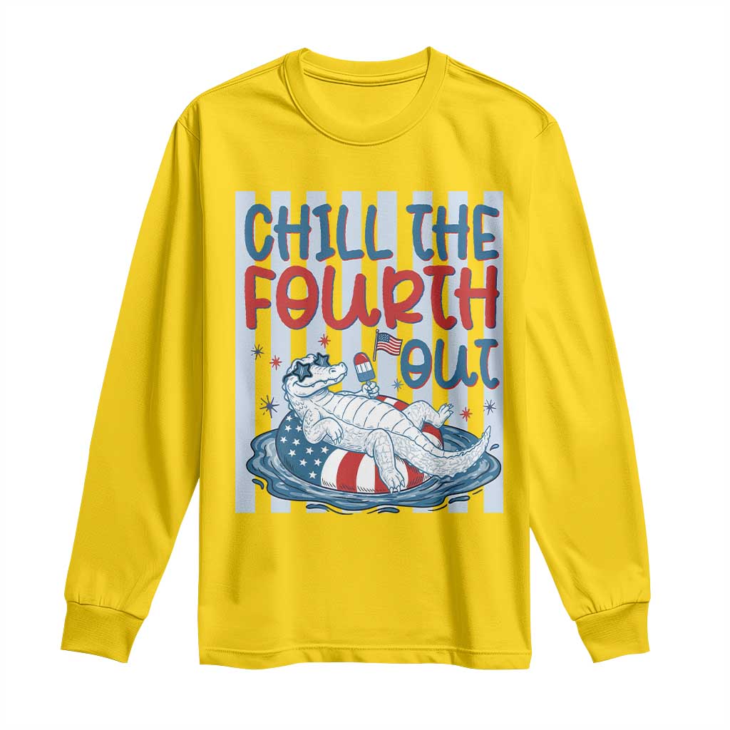 Chill The Fourth Out Long Sleeve Shirt Funny Alligator 4th Of July TS14 Daisy Print Your Wear