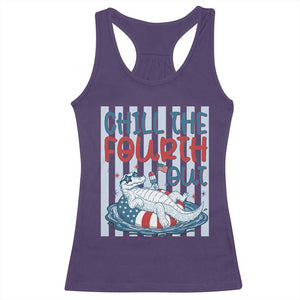 Chill The Fourth Out Racerback Tank Top Funny Alligator 4th Of July TS14 Purple Print Your Wear