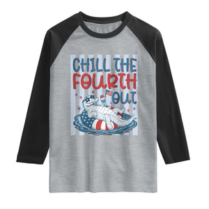 Chill The Fourth Out Raglan Shirt Funny Alligator 4th Of July TS14 Heather Gray Black Print Your Wear