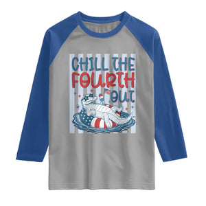 Chill The Fourth Out Raglan Shirt Funny Alligator 4th Of July TS14 Sport Gray Royal Print Your Wear