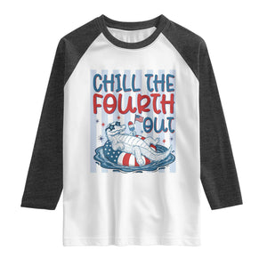 Chill The Fourth Out Raglan Shirt Funny Alligator 4th Of July TS14 White Heather Charcoal Print Your Wear