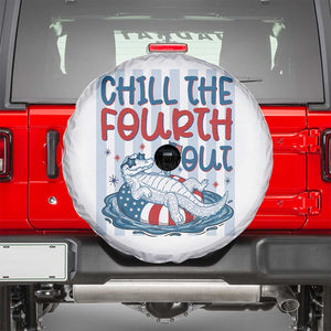 Chill The Fourth Out Spare Tire Cover Funny Alligator 4th Of July TS14 White Print Your Wear