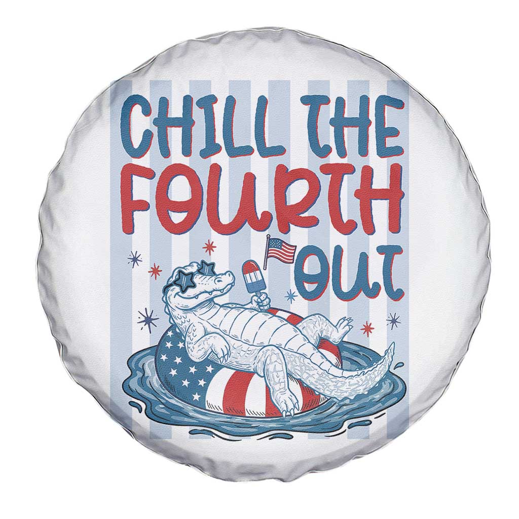 Chill The Fourth Out Spare Tire Cover Funny Alligator 4th Of July TS14 Print Your Wear