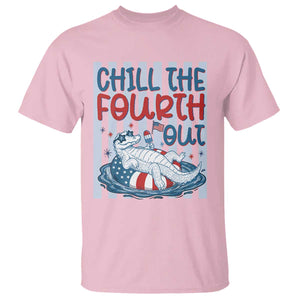 Chill The Fourth Out T Shirt Funny Alligator 4th Of July TS14 Light Pink Print Your Wear