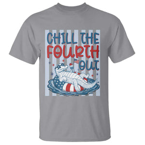 Chill The Fourth Out T Shirt Funny Alligator 4th Of July TS14 Sport Gray Print Your Wear