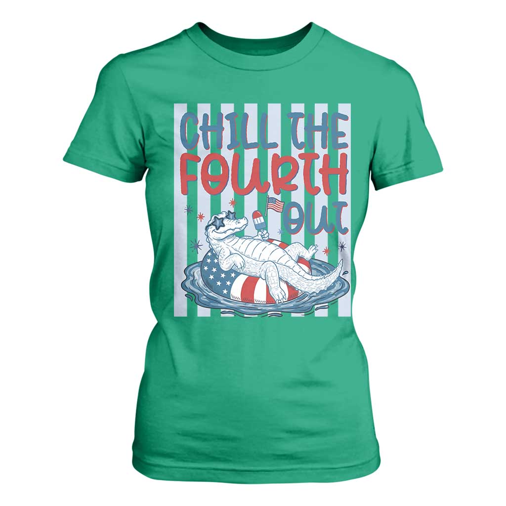 Chill The Fourth Out T Shirt For Women Funny Alligator 4th Of July TS14 Irish Green Print Your Wear