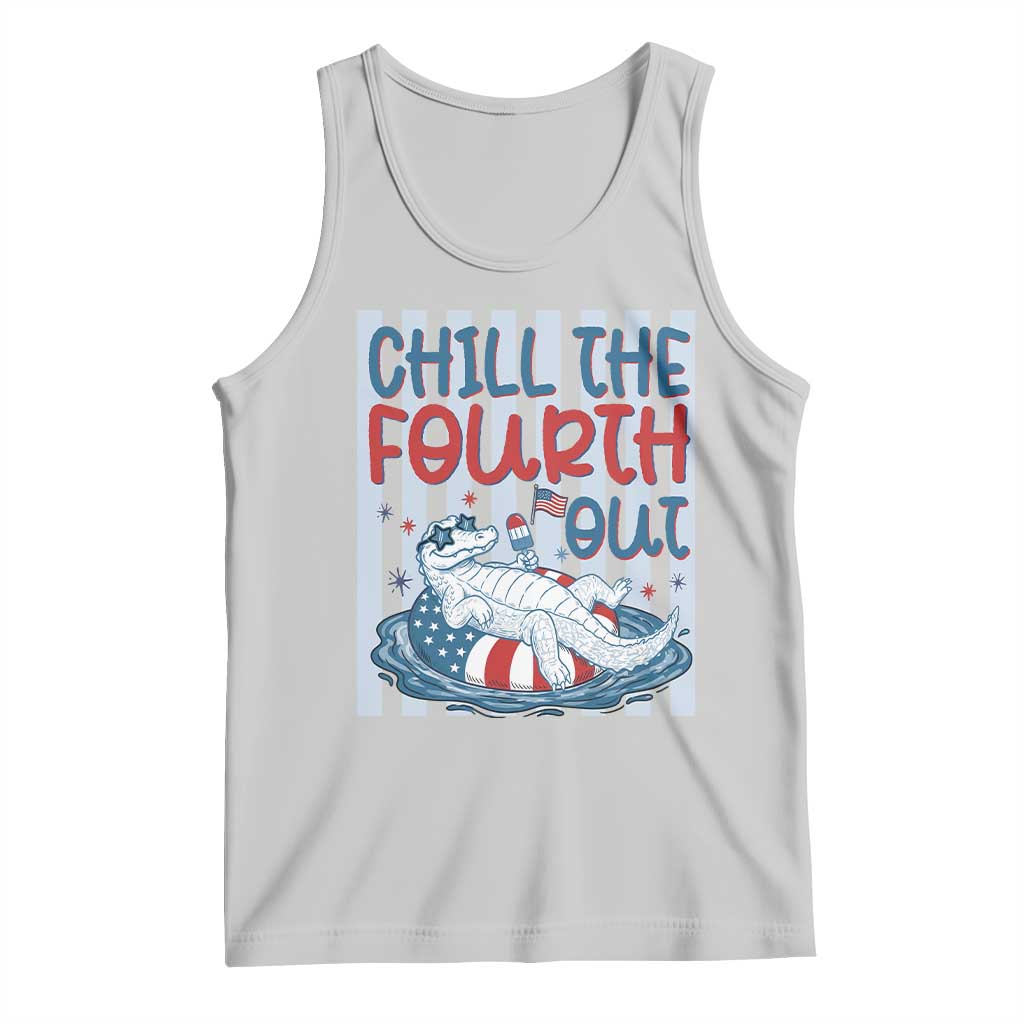 Chill The Fourth Out Tank Top Funny Alligator 4th Of July TS14 Ash Print Your Wear