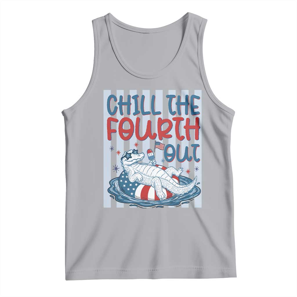 Chill The Fourth Out Tank Top Funny Alligator 4th Of July TS14 Athletic Heather Print Your Wear