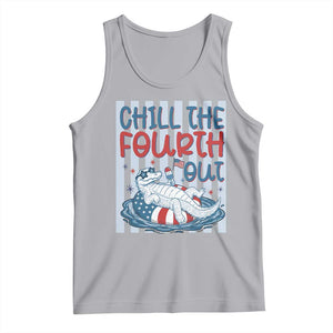Chill The Fourth Out Tank Top Funny Alligator 4th Of July TS14 Athletic Heather Print Your Wear