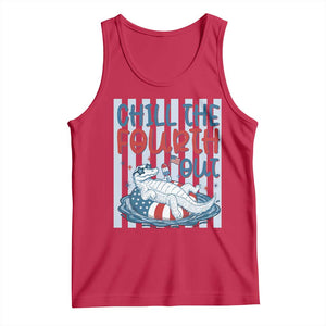 Chill The Fourth Out Tank Top Funny Alligator 4th Of July TS14 Red Print Your Wear