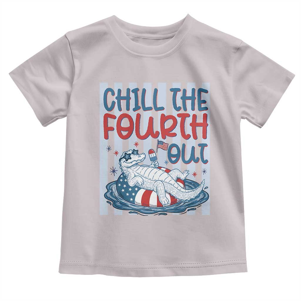 Chill The Fourth Out Toddler T Shirt Funny Alligator 4th Of July TS14 Ice Gray Print Your Wear