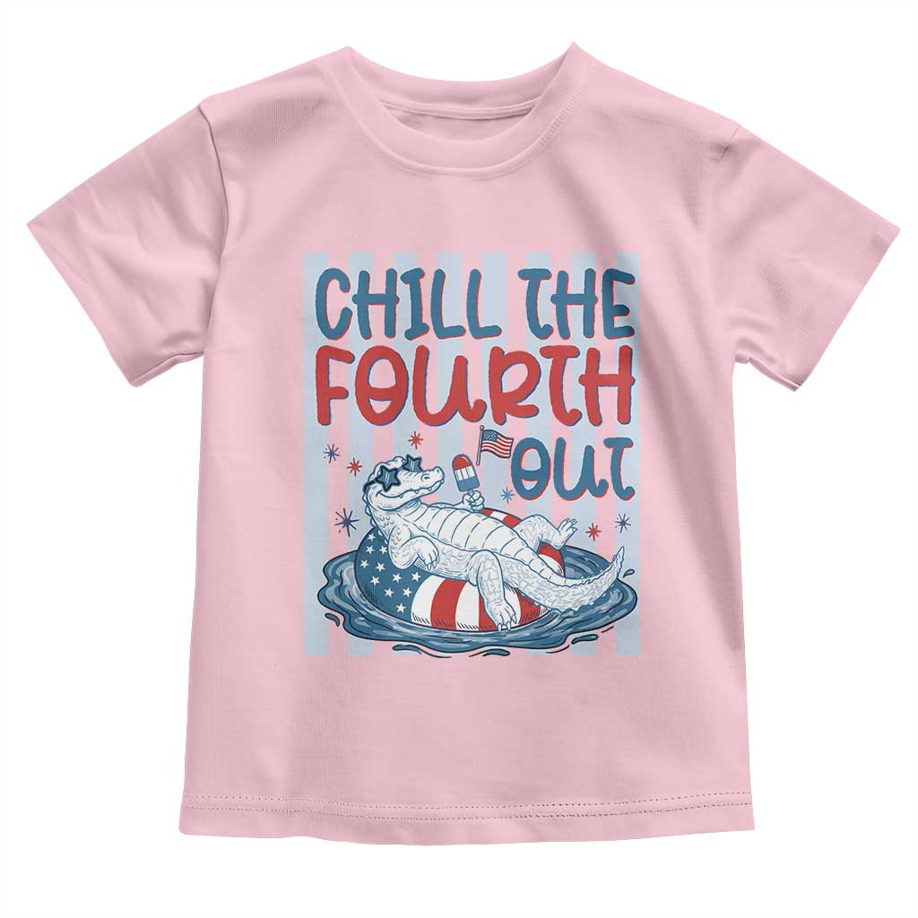 Chill The Fourth Out Toddler T Shirt Funny Alligator 4th Of July TS14 Light Pink Print Your Wear