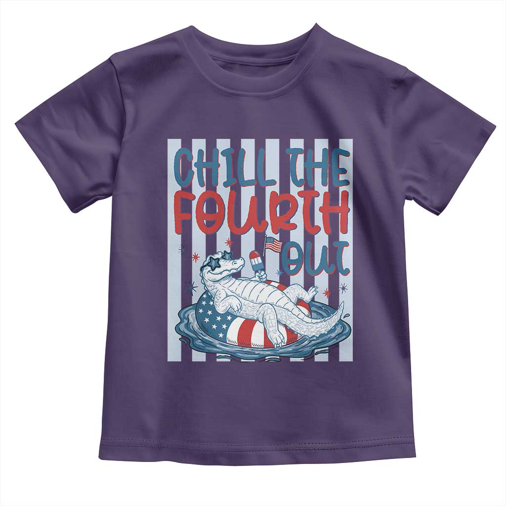 Chill The Fourth Out Toddler T Shirt Funny Alligator 4th Of July TS14 Purple Print Your Wear