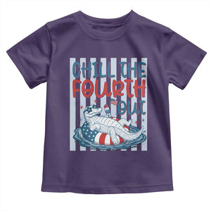 Chill The Fourth Out Toddler T Shirt Funny Alligator 4th Of July TS14 Purple Print Your Wear