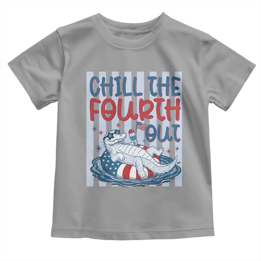 Chill The Fourth Out Toddler T Shirt Funny Alligator 4th Of July TS14 Sport Gray Print Your Wear