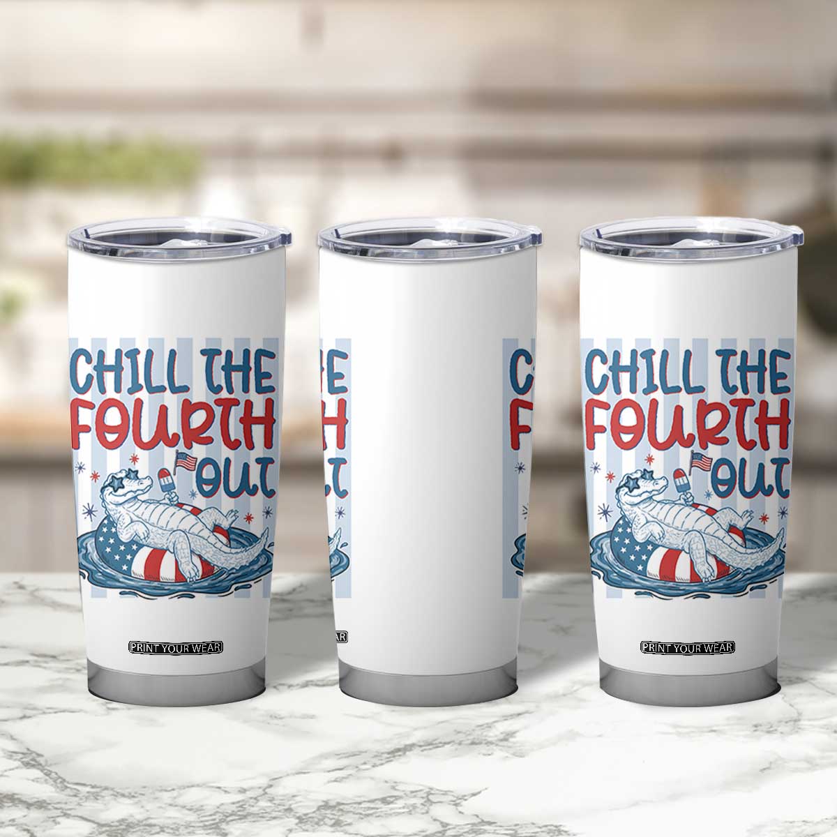 Chill The Fourth Out Tumbler Cup Funny Alligator 4th Of July TS14 Print Your Wear