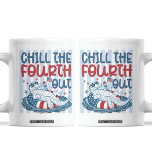 Chill The Fourth Out Coffee Mug Funny Alligator 4th Of July TS14 White Print Your Wear