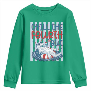 Chill The Fourth Out Youth Sweatshirt Funny Alligator 4th Of July TS14 Irish Green Print Your Wear