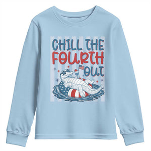 Chill The Fourth Out Youth Sweatshirt Funny Alligator 4th Of July TS14 Light Blue Print Your Wear