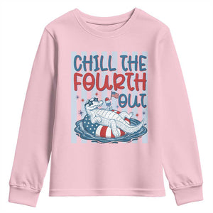 Chill The Fourth Out Youth Sweatshirt Funny Alligator 4th Of July TS14 Light Pink Print Your Wear