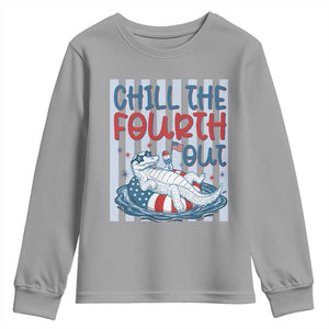 Chill The Fourth Out Youth Sweatshirt Funny Alligator 4th Of July TS14 Sport Gray Print Your Wear