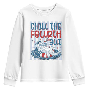 Chill The Fourth Out Youth Sweatshirt Funny Alligator 4th Of July TS14 White Print Your Wear