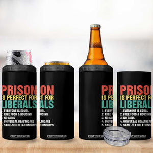 Prison Is Perfect For Liberals 4 in 1 Can Cooler Tumbler Funny Anti Liberal Quote