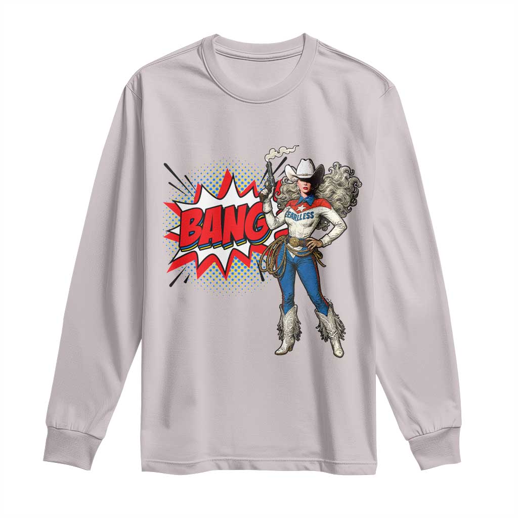 Funny Bang Cowgirl Long Sleeve Shirt Western Country Music Cowboy Rodeo TS14 Ice Gray Print Your Wear