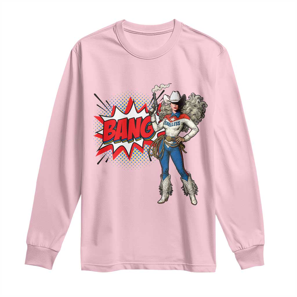 Funny Bang Cowgirl Long Sleeve Shirt Western Country Music Cowboy Rodeo TS14 Light Pink Print Your Wear