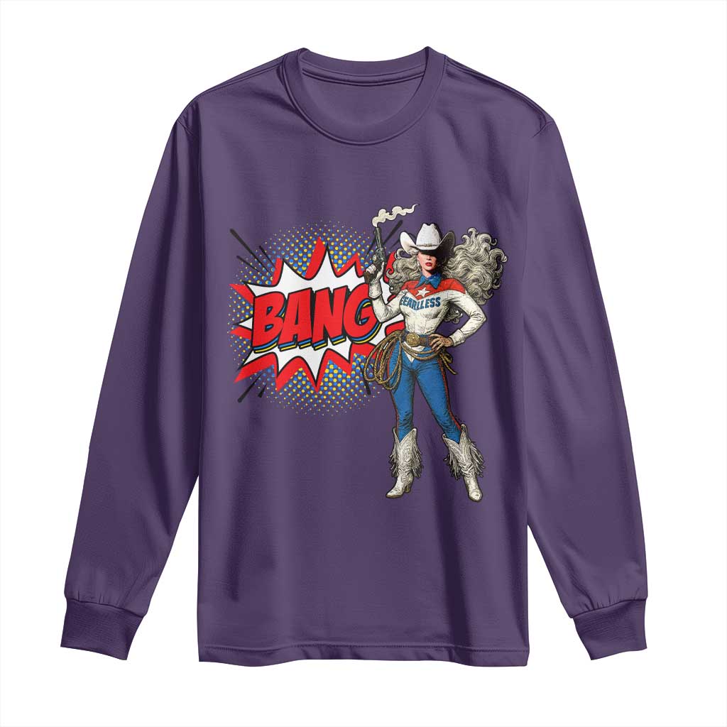 Funny Bang Cowgirl Long Sleeve Shirt Western Country Music Cowboy Rodeo TS14 Purple Print Your Wear