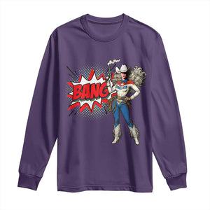 Funny Bang Cowgirl Long Sleeve Shirt Western Country Music Cowboy Rodeo TS14 Purple Print Your Wear