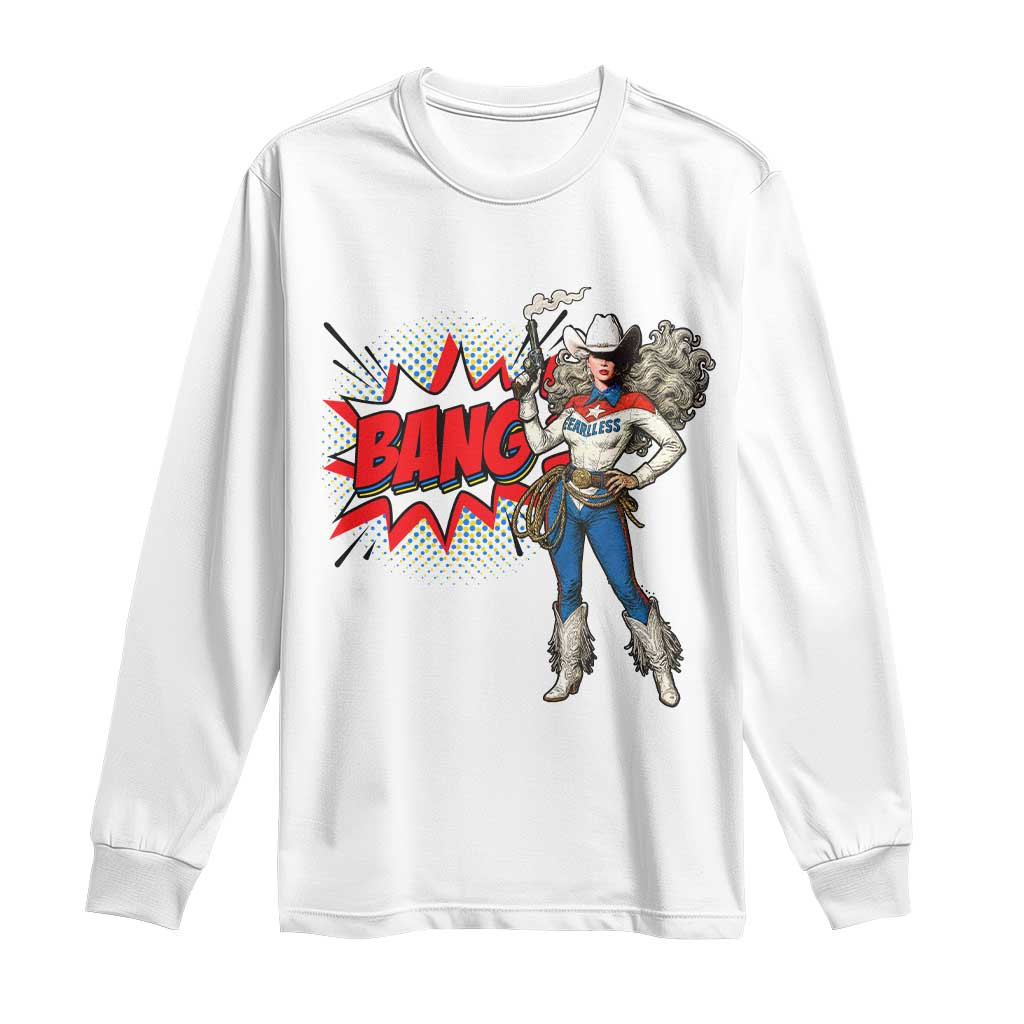 Funny Bang Cowgirl Long Sleeve Shirt Western Country Music Cowboy Rodeo TS14 White Print Your Wear