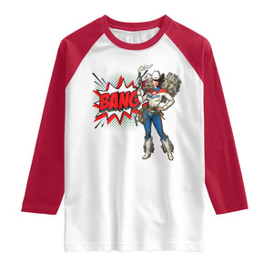 Funny Bang Cowgirl Raglan Shirt Western Country Music Cowboy Rodeo TS14 White Red Print Your Wear