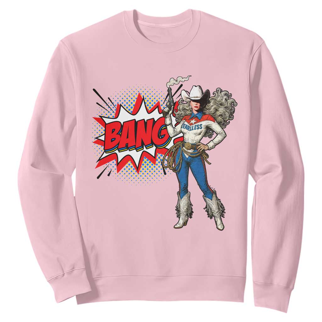 Funny Bang Cowgirl Sweatshirt Western Country Music Cowboy Rodeo TS14 Light Pink Print Your Wear