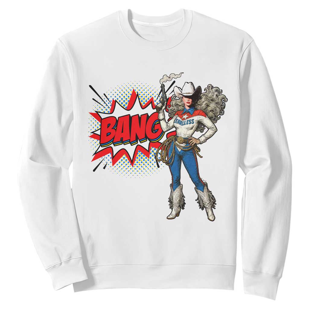 Funny Bang Cowgirl Sweatshirt Western Country Music Cowboy Rodeo TS14 White Print Your Wear