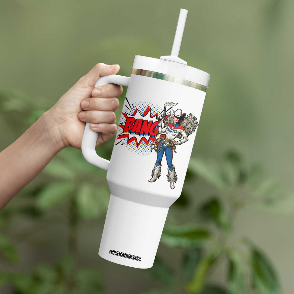 Funny Bang Cowgirl Tumbler With Handle Western Country Music Cowboy Rodeo TS14 Print Your Wear